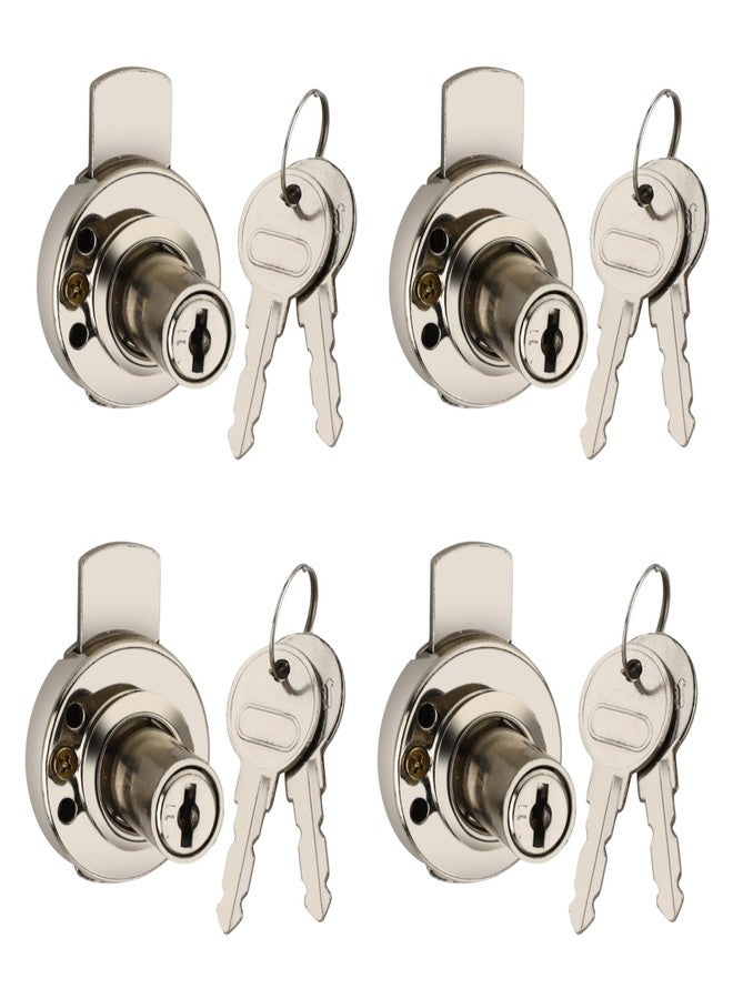 Xpert Multi Purpose Lock 4 Pc - Round Hi-Neck Silver - Drawer, Cupboard, Wardrobe Lock with Key - Anti-Corrosion, Rust Proof, Weather Resistant - Image 1